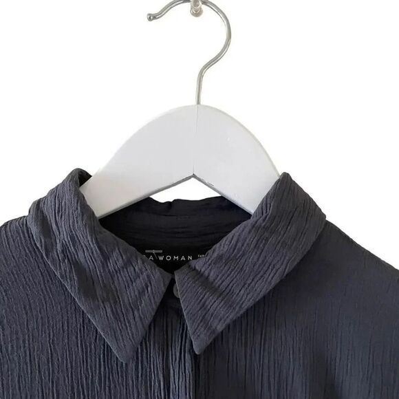 Zara Charcoal Loose Kimono Asymmetrical Long Sleeves Boho Blouse SZ XS #1160 - Picture 3 of 14